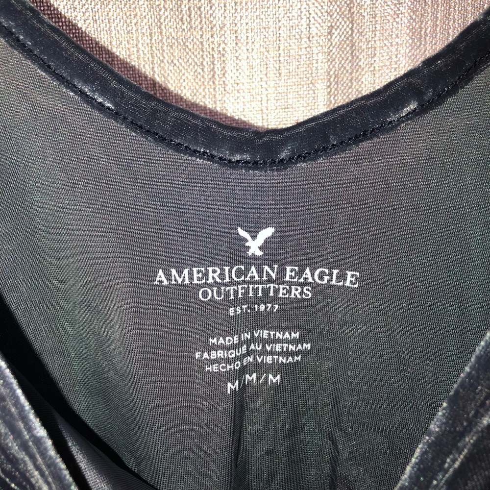 American Eagle velour short-sleeved body suit.